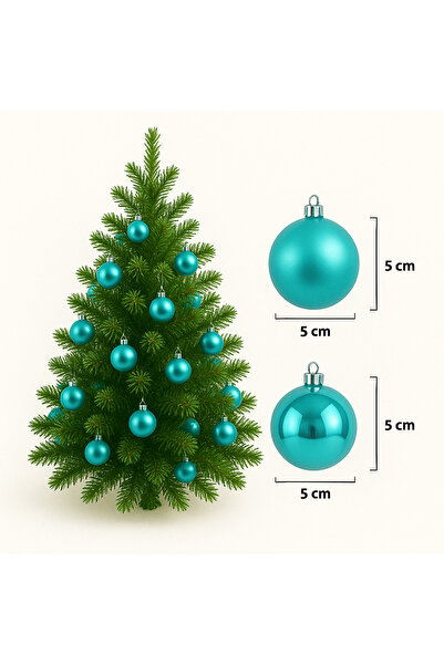 Yılbaşı Ağacı Top Süsleri, 5 cm 6 adet, Parlak Mat Toplar