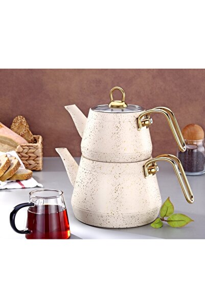 VESTA Concept إبريق شاي من الجرانيت بتصميم أنيق مع مقبض ذهبي - استخدام متين و...