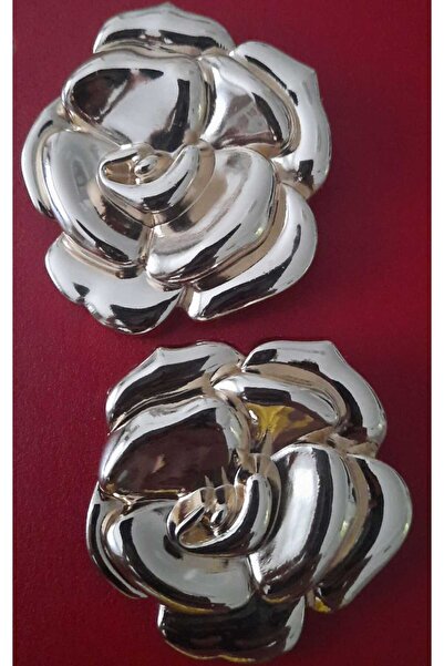 beyna aksesuar Large Size Rose Model Gold Plated Metal Button 5 cm 1 Pack 2 Pieces
