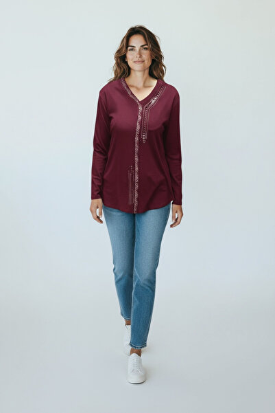 ECE GİYİM Women's Front Closed Button Detail Stone-Embellished Narcissus Seas...