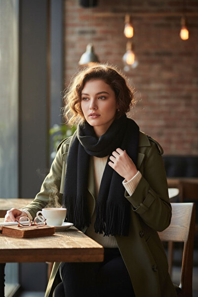 Mustran Eșarfă din tricot cu textura moale |   Model unisex de tricotat pentru iarnă, care menține căldura, eșarfă elegantă