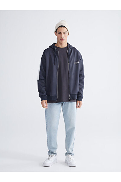 LC Waikiki Anthracite Hooded Long Sleeve Men's Zip-Up Sweatshirt