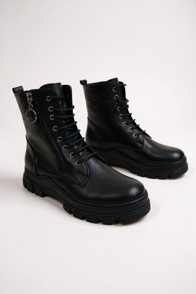 VeliKundura H&MANC ΓΝΗΣΙΟ ΔΕΡΜΑ ΜΑΥΡΟ ΜΕ ΦΕΡΜΟΥΑΡ & ΚΟΡΔΟΝΙΑ ΓΥΝΑΙΚΕΙΑ ΜΠΟΤΑΚΙΑ VK_0002