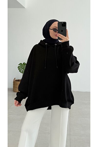 diğer588 Alvia Kapşonlu Siyah Sweatshirt
