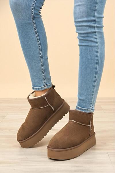 Oksit Frz F2150 Süet Içi Kürklü Yünlü Kalın Tabanlı Yüksek Topuklu Kadın Bot