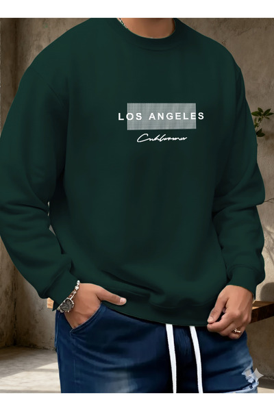 uyguntarz Unisex Los Angeles Design Printed Crew Neck Sweatshirt