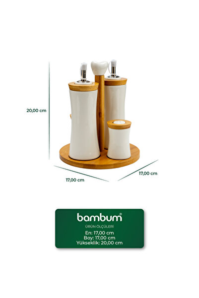 Bambum Fiago Bamboo Stand Oil Bottle Vinegar Bottle Salt and Pepper Shakers