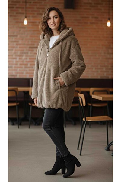 OPI Kapüşonlu Peluş Kadın Mont