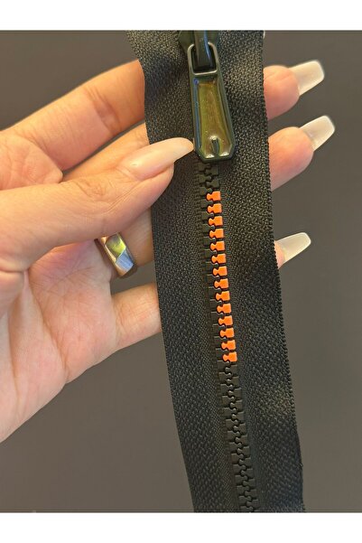 Gönülden Tasarım 19X4 cm Two Color Teethed Black Zipper Orange
