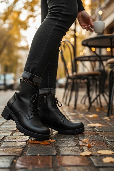 VeliKundura Cizme de damă MODESA din piele naturală, negre, cu fermoar și șir...