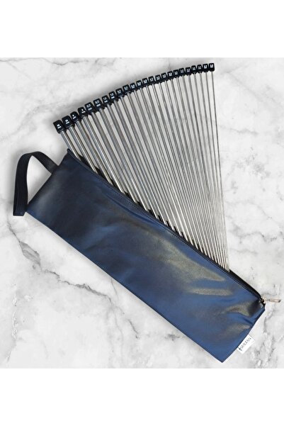 TıkTık AL Örgü Şiş Seti Titanyum Cüzdanlı Set (2-2,5-3-3,5-4-4,5-5-6-7-8-9-10) no 12 Adet ve Cüzdan