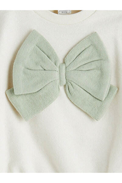 LC Waikiki Ecru Bow Detailed Baby Girl Sweatshirt and Leggings