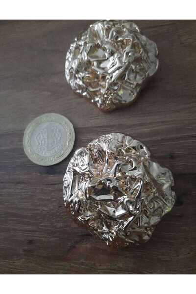 beyna aksesuar Large Size Gold Plated Metal Button 5 cm 1 Pack 2 Pieces