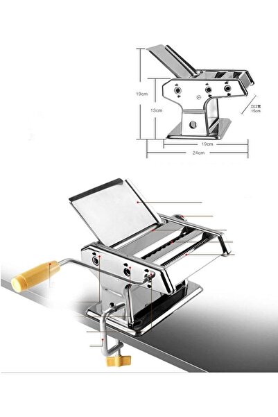 Generic آلة صنع المعكرونة المصنوعة من الفولاذ المقاوم للصدأ PIAOLING بمقبض يدوي - قاطع أسطواني (الحجم: سكينان)