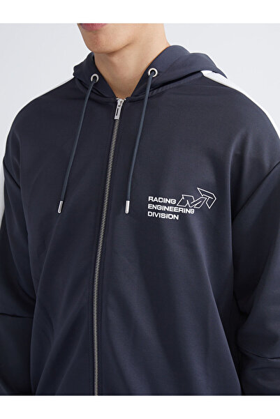 LC Waikiki Anthracite Hooded Long Sleeve Men's Zip-Up Sweatshirt