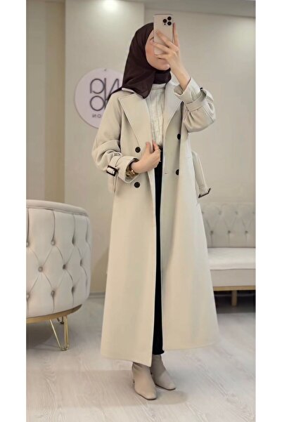 NANO.fashion7 Kadın Uzun Kaban Kadın Modern Kaban Zarif Kaban Kaşe Kaban