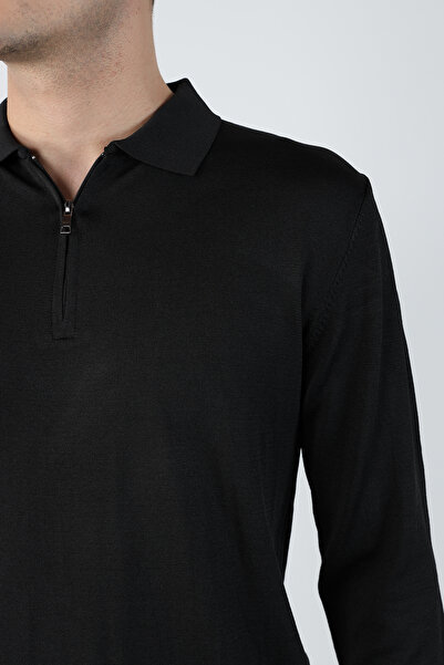 Mesfeno Men's Polo Neck Zippered Mercerized Knitwear