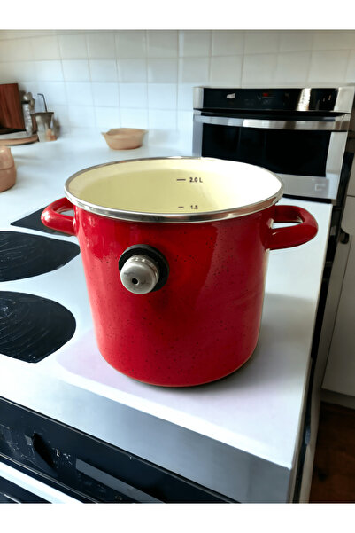 Emailul Medias Red enamel double pot for boiling milk with whistling system 3L