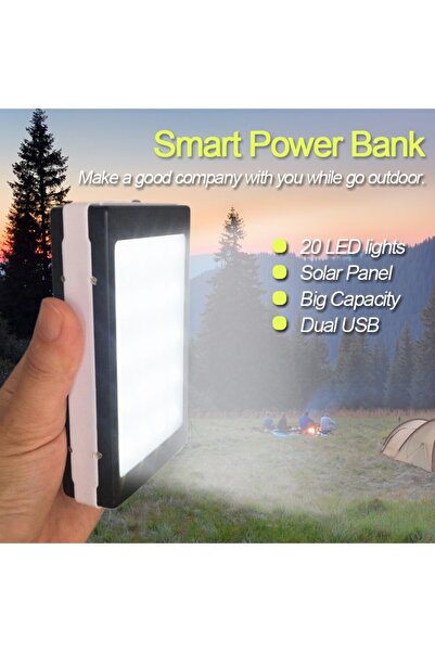 MRG Εξωτερική μπαταρία - Power Bank P-187, 20000mAh, ηλιακή φόρτιση, φακός 20 LED