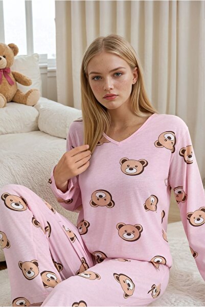 CARLA MARA Sweet Teddy Pink Supreme Pajama Set