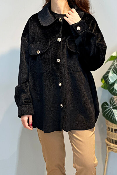Lale Butik Pocket and Button Detailed Jacket 35851 Black