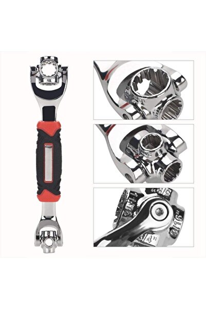 MRG Universal wrench M-474, 48 in 1, Multifunctional, 360 degree rotation, Black / Red