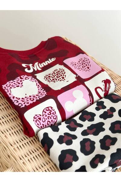 Elidabutik Minni Leopard Heart Detail Bordo Suit