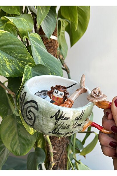 visera Harry Potter Series Hermione Granger Figured Handmade Mug+ Spoon in the Shape of a Broomstick as a Gift