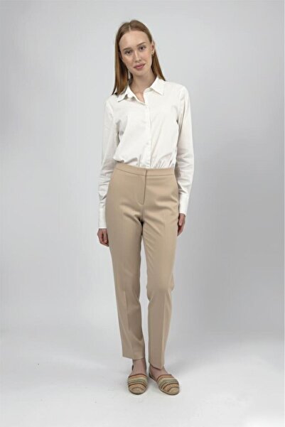 Betimoda Women's High-Waisted Stretchy/ Stretch Fabric Fabric Carrot Cut Pencil Pants Stone