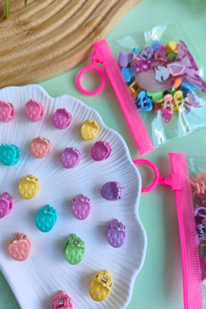 Nisankids Kız Çocuk Şeffaf Çantalı Rengarenk Minik Mandal Toka( 18 Adet )