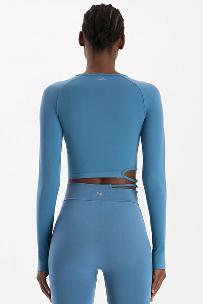COMEUP Κορδόνι με κορδόνια που περνάνε από το δάχτυλο Crop Top Kozmoz Blue