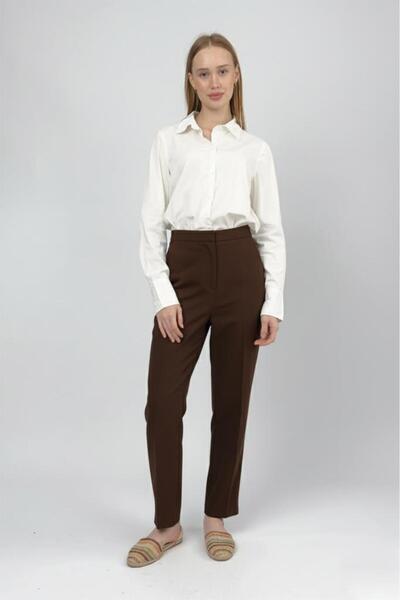 Betimoda Women's High-Waisted Stretchy/ Stretch Fabric Fabric Carrot Cut Pencil Pants Brown