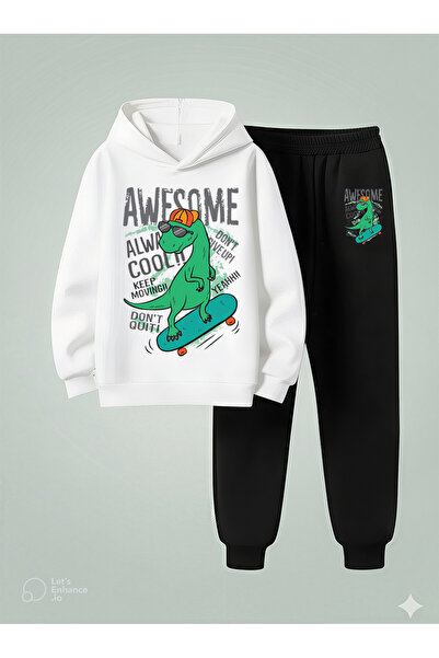 LORVEX Set cu glugă pentru copii AWESOME, imprimat, cu 3 fire, din material r...