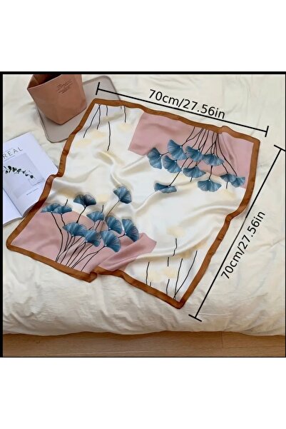 Accessories Hei Orange Beige Patterned Stylish Silk-Look Women's Accessory Scarf Foulard