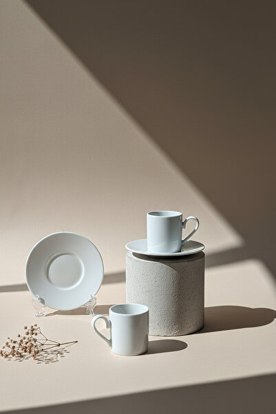 KHAKMA Home Nora Series 6-Piece Porcelain White Coffee Cup Set 70 ml