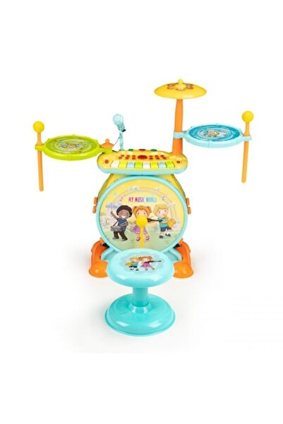 IMK Children's drum set with stool, microphone and organ, MP3 and LEDs, 66 x 32 x 37 cm