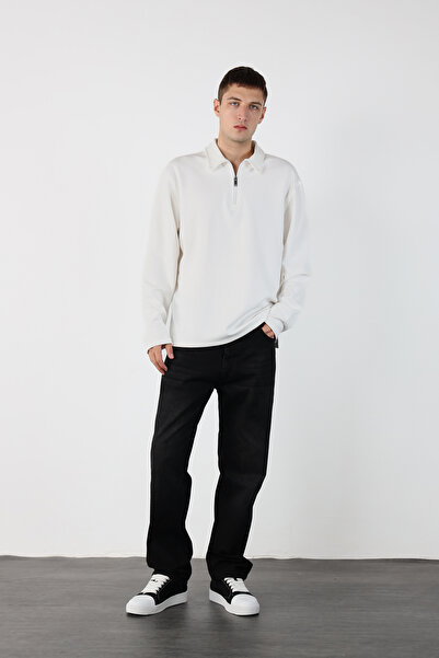 Mesfeno Men's Oversize Sweatshirt with Half Zipper
