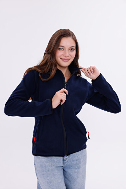 monox Kadın Slim Fit Tam Fermuarlı Polar Ceket