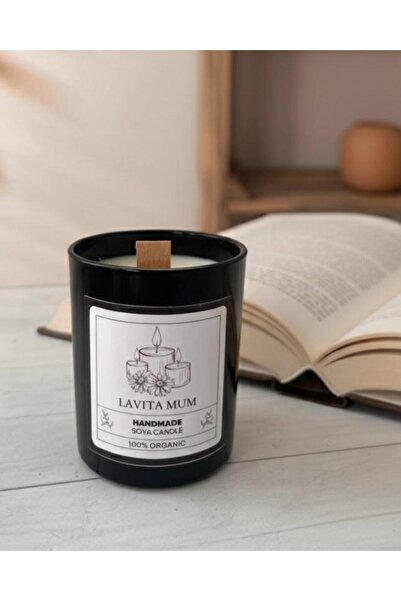 LAVİTAMUM Siyah Bardakta El Yapımı Kokulu Mum – Doğal Soya Wax, Ahşap Fitilli...