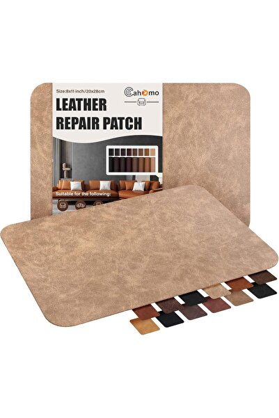 OEM Repair leather, Self-adhesive, Set of 2, 20x28 cm, Dark beige 2.0, for sofas, bags, jackets
