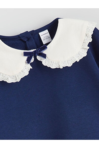 LC Waikiki LCW Kids Lacivert Bebe Yaka Kız Çocuk Sweatshirt