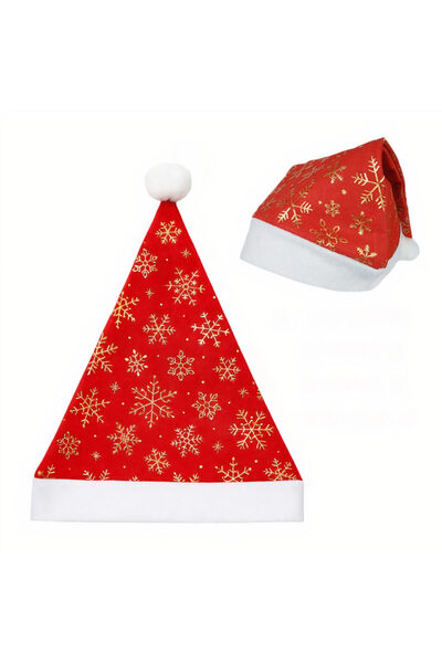 Issa 12 pcs Santa Hat 12/set, Snowflake Design 38x28cm, White Faux Fur Trim