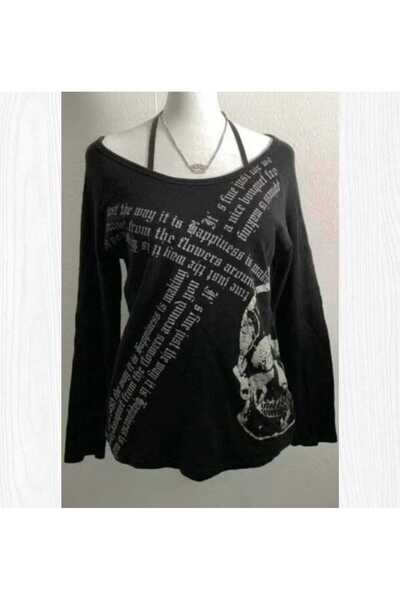 İsra Ayyıldız Moonstar Collection Harmony Factory Siyah Gotik Skull Askılı Y2...