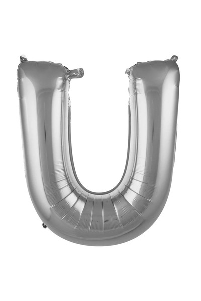 Baloncu Dükkanı بالون على شكل حرف U فضي اللون، الحروف الكاملة 34 بوصة
