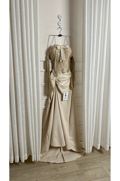 Onila فستان بيج مطرز انيق فاخر سهرات