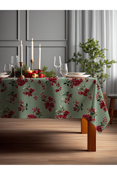 Medi Home Modern Kış Temalı Kış Çileği Masa Örtüsü