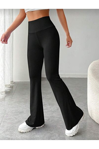 glanour Women's Black Flared Fleece-Lined to Shaping / Sculpting Light Leggings, Pack of 2