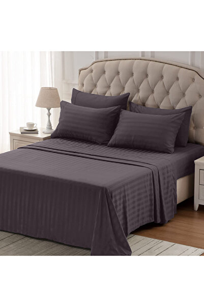 Five Store Fitted sheet with elastic in damask, density 130 g/m2, brown, 180 x 200 cm, 1 pc.