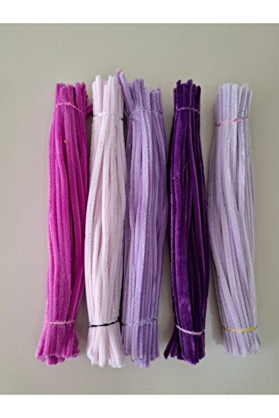 İ&G Çiçek ve Hobi evi Şönil 5'li Renk Set (Her renk 50 ad.-Toplam 250 ad.)-Buket Yapımına Uygun Yoğun Tüylü Tel, 30cm 6mm