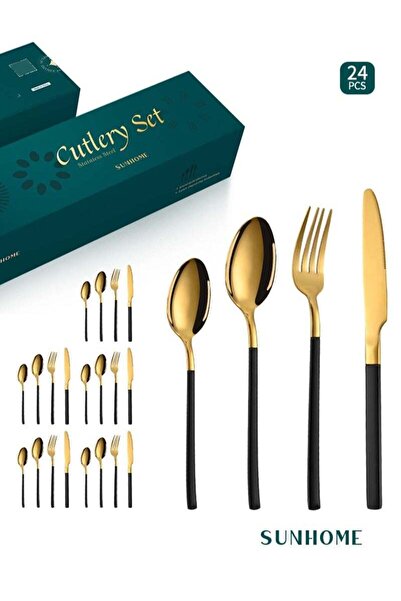 Generic SUNHOME 24-Piece Stainless Steel Cutlery Set Kitchen Utensil Set West...